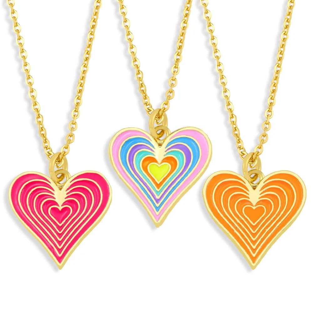 Custom Tiny Gold Plated Heart Enamel Necklace Jewelry For Girl And Women Necklaces