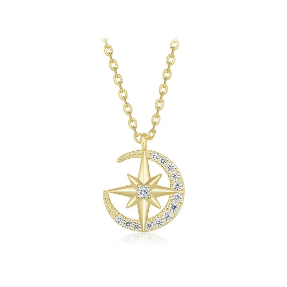 Best Seller S925 Sterling 14k 18k 24k Gold Plated Waterproof Hypoallergenic Natural Stone Cz North Star Pendant Necklace Women Necklaces