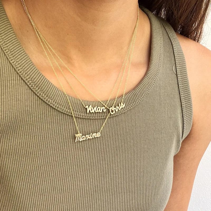 Wholesale Custom Any Name Necklace Personalised 18k Gold Plated Diamond Name Plate Necklace Jewelry Necklaces
