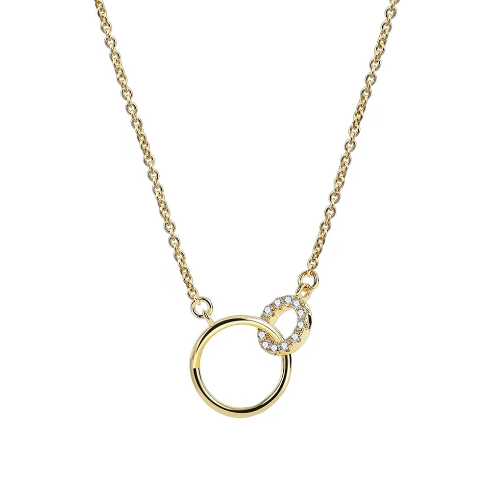 18k Gold Plating Love Necklace Interlock Circle Cubic Interlocking Circles Necklace Jewelry Necklaces