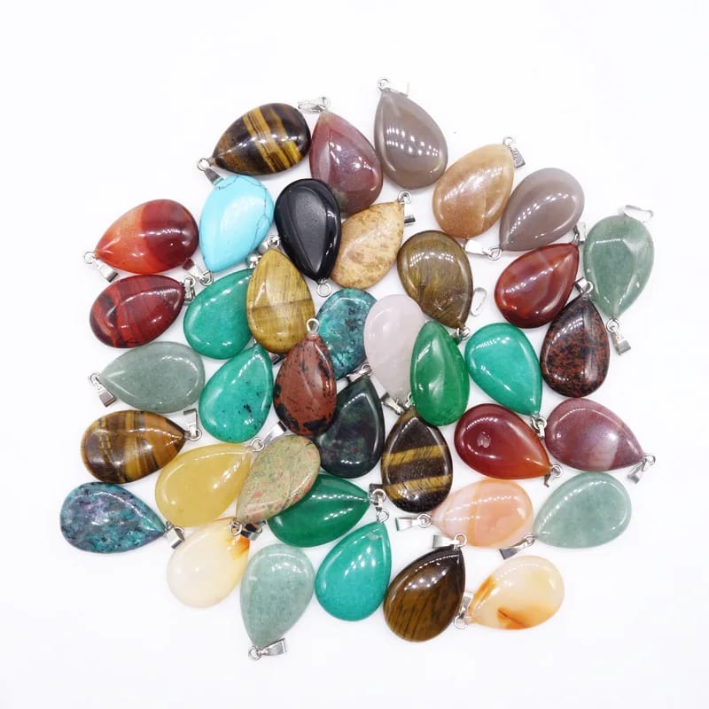 Custom Beautiful Cute Natural Drop Shape Real Stone Pendant Gift For Women Men Necklaces