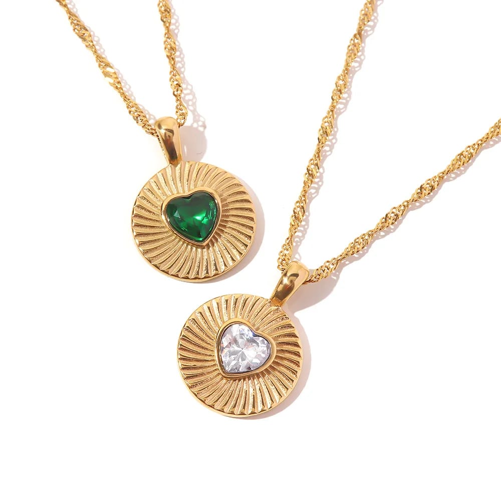 Best Design 18k Gold Plated Waterproof Zircon Heart Sun Or Star Enamel Pendent Necklace Jewelry Party For Men Women Necklaces