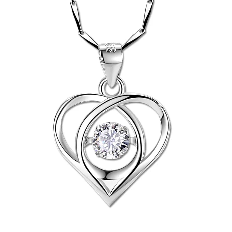 Custom Natural Diamond S925 Sterling Silver Zirconia Heart-shape Pendant Necklace Necklaces
