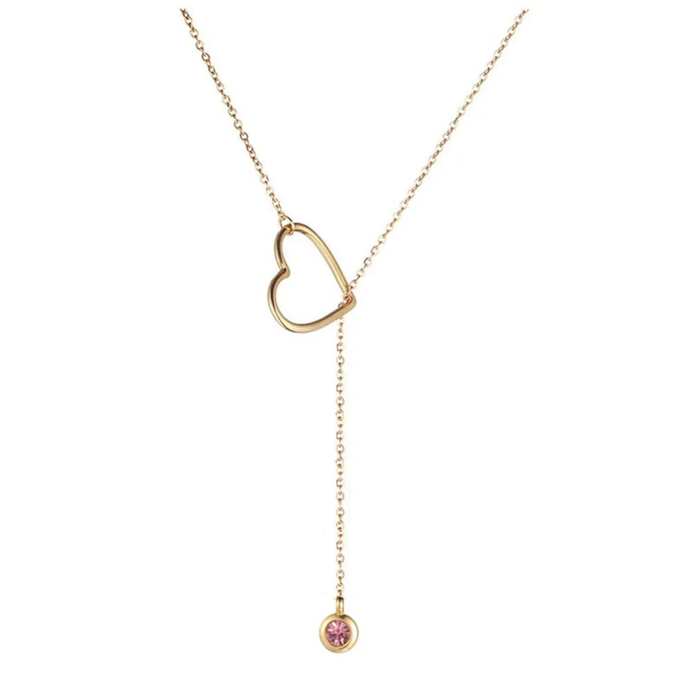 Best Design Gold-plated Heart Hollow Out Rhinestones Pendant Necklace For Women Stainless Steel Jewelry Necklaces