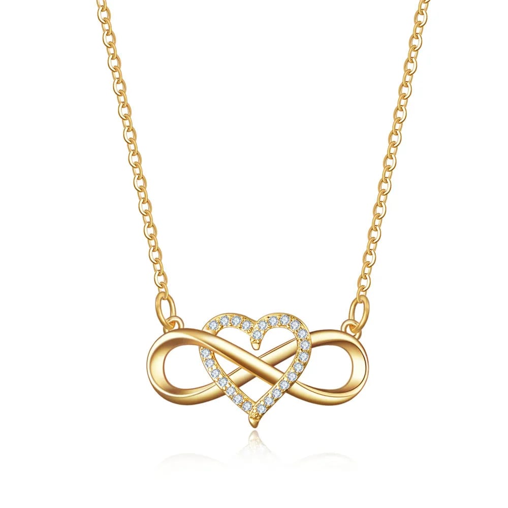 Wholesale Price Natural Diamond Cubic Zirconia Heart Infinity Vintage Pendant Necklace 18k Gold Plated Jewelry Party For Women Necklaces