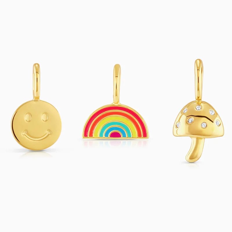 Fashion Women Pendant Necklace Jewelry 18k Gold Plated Cz Mushroom Happy Face Rainbow Pendant Necklace Necklaces