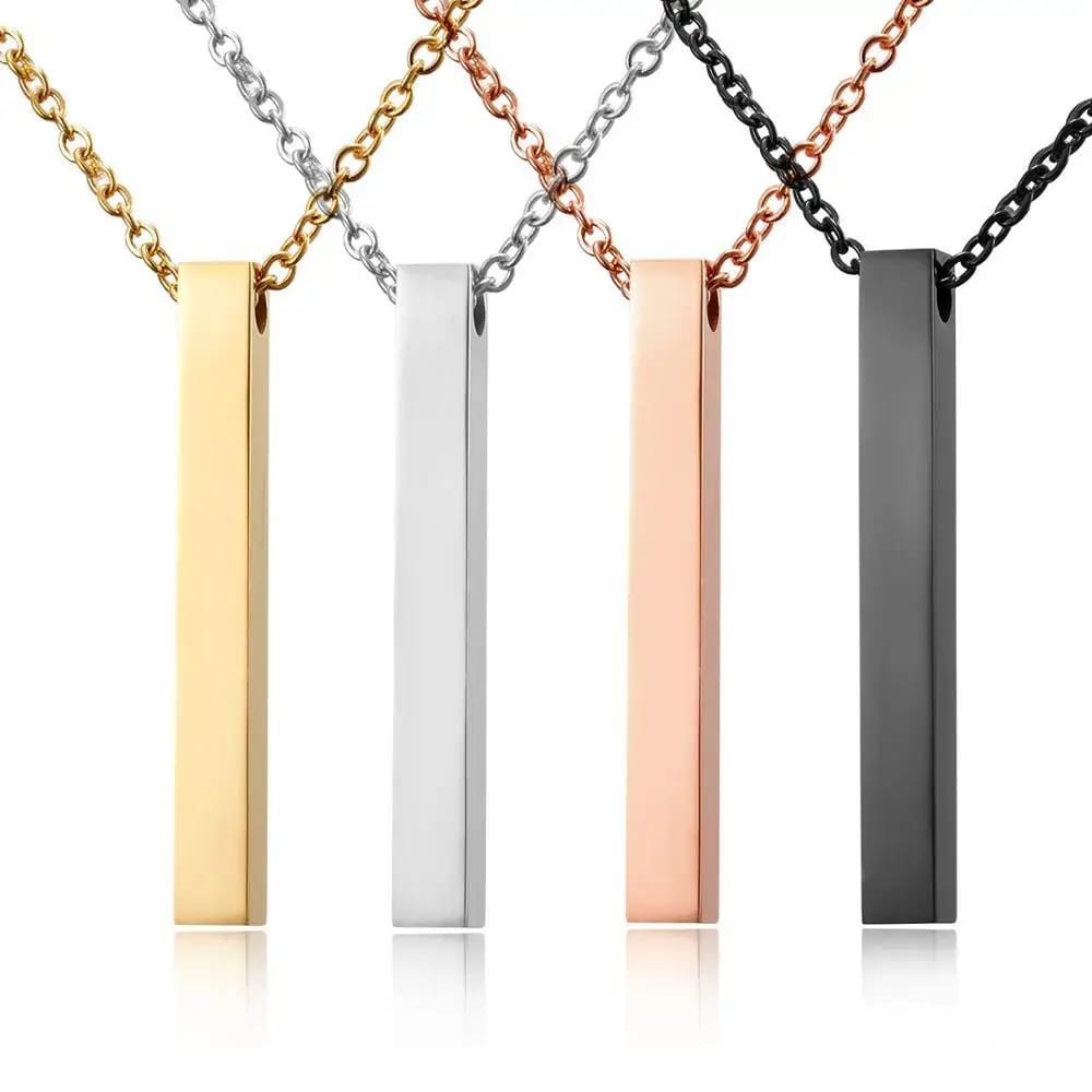 Dainty 4 Sided Vertical Bar Necklace Initial Necklace Personalized Name Necklace Bridesmaid Gifts Necklaces