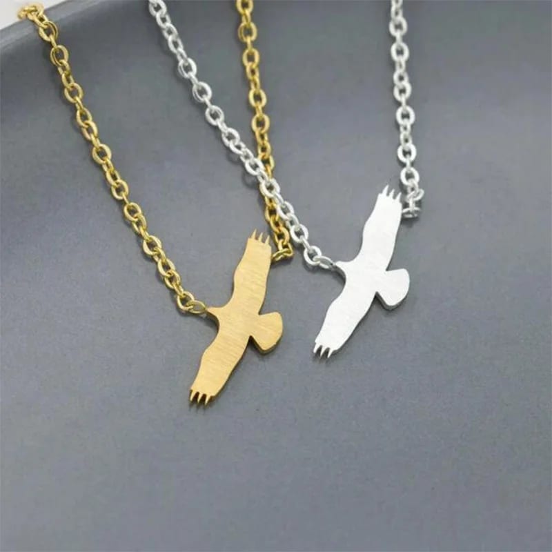 SXS JEWELRY Shiny Stainless Steel 18k Gold Plated One Piece Eagle Shape Pendant Necklace Necklaces
