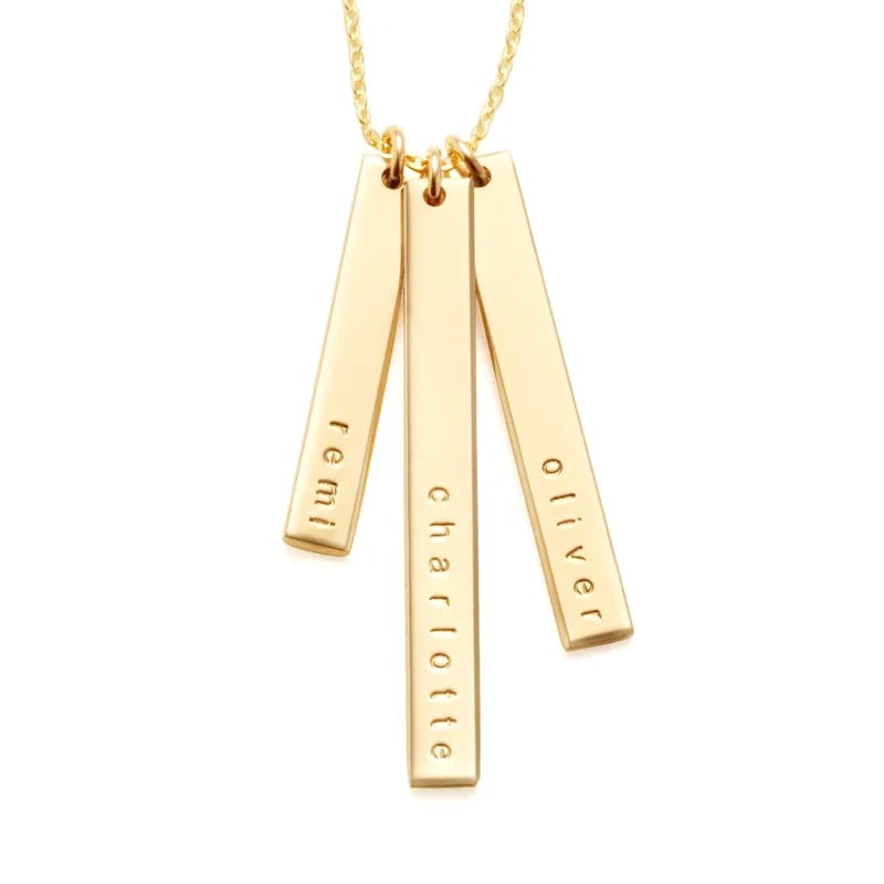 Fashion Personalized Name Necklace Engraving Gold Plated Bar Necklace Birthday Gift Necklaces