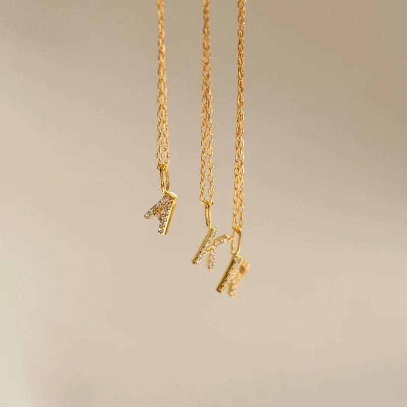 Custom Jewelry Women Initial Charm Necklace 18k Gold Diamond Name Letter Initial Necklace Necklaces