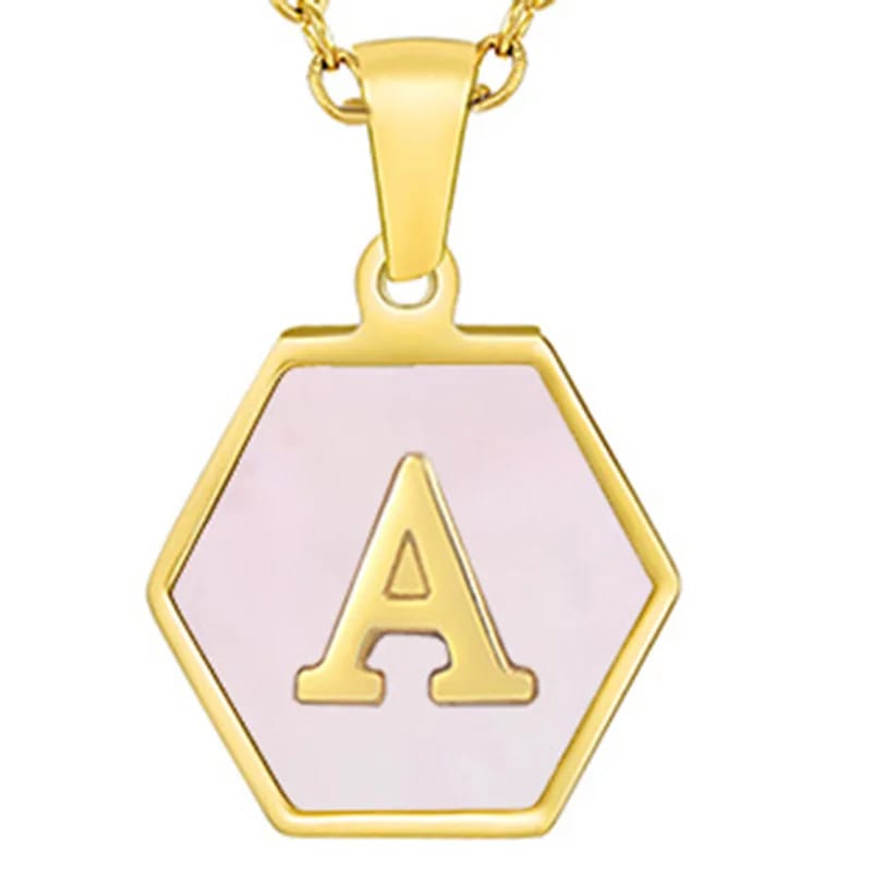 Custom 18k Real Gold Plated Stainless Steel Initial A-z Letter Shell Pendant Necklace Jewelry For Boy And Girl Necklaces