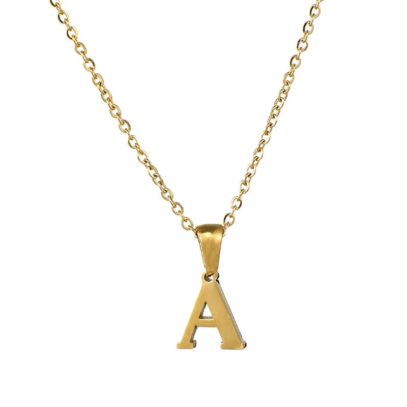 Custom Real Gold Plated Stainless Steel Letter Pendant Necklace Jewelry Women Initial Necklaces Initial Letters Necklaces