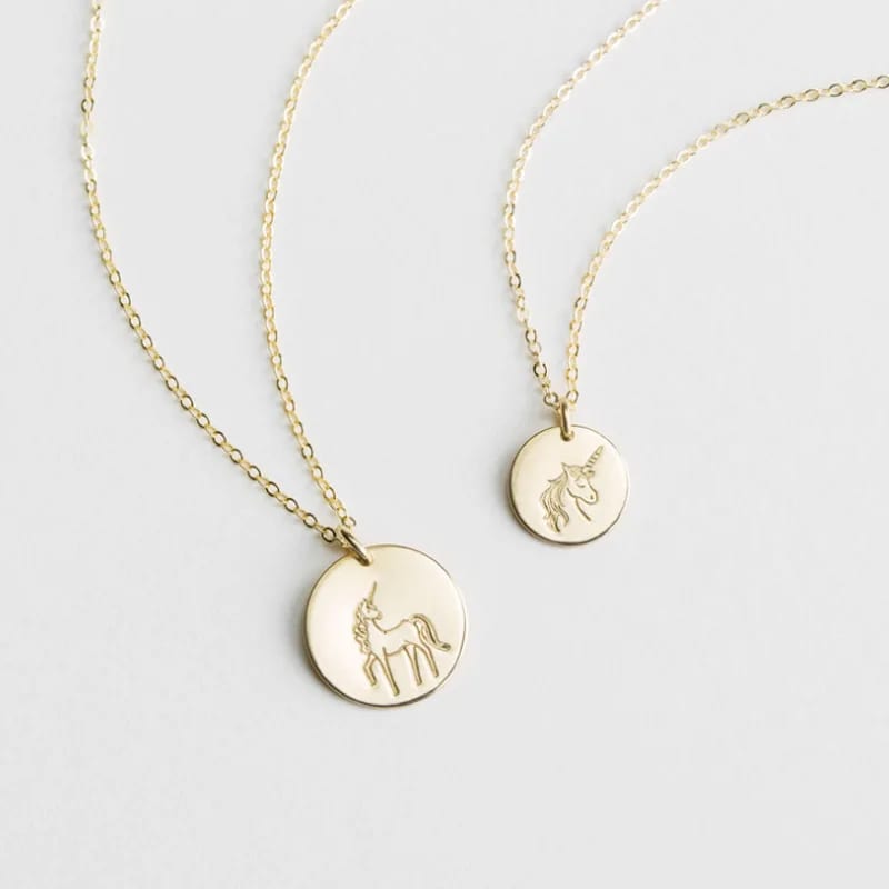 Personalized Stainless Steel Jewelry Simple Stamped Logo Coin Necklace Unique Unicorn Necklace Necklaces