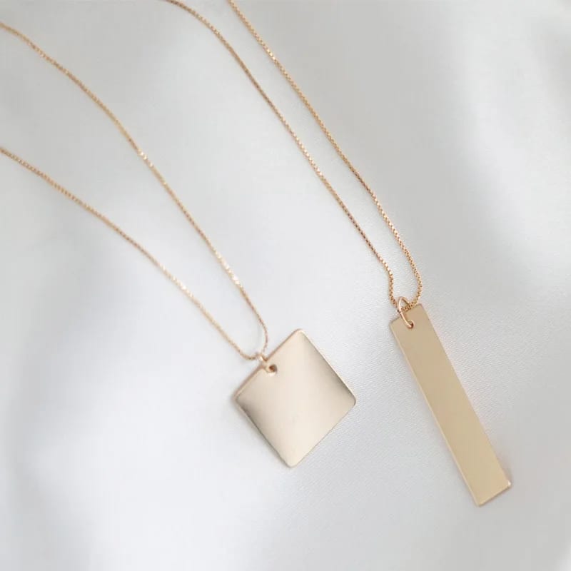 Custom Personalized Jewelry Custom Engraved Any Words Or Name Silver Blank Bar Necklace Necklaces