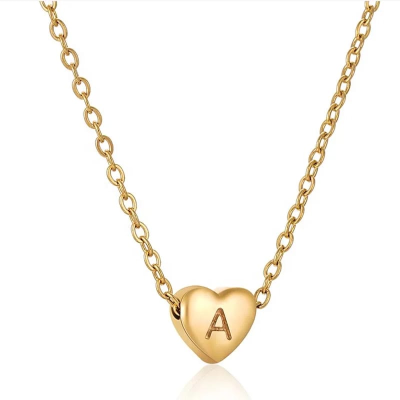 Unique Design Stainless Steel Minimal Sublimation Heart Pendant Necklace With The Engraved Letters Necklaces