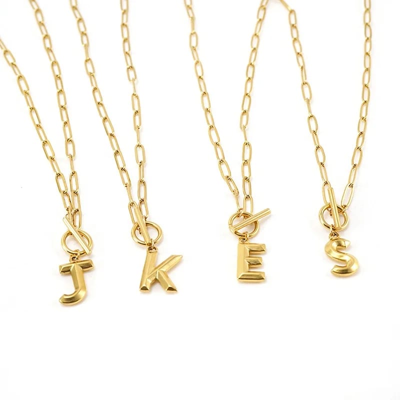 SXS JEWELRY Personalized Titanium Steel Simple A-z Letter Pendant Necklace 18k Gold Alphabet Necklace Initial Letter Necklace Necklaces