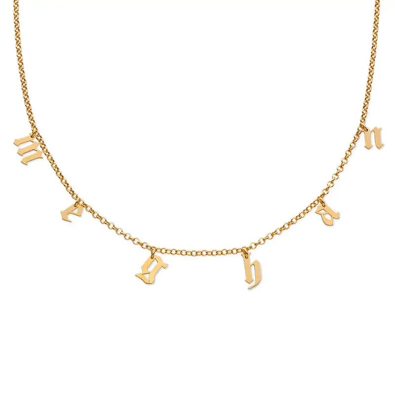 Manufacturer Classical Custom Gothic Font Metal Block Letter Choker Necklace For Gift Necklaces