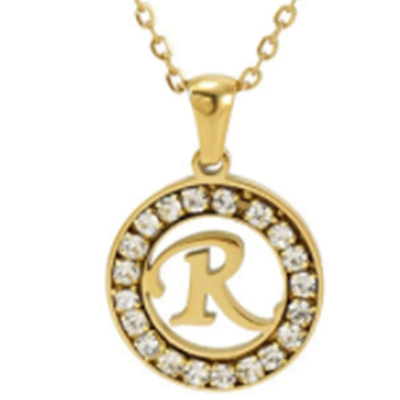 Custom Fashion Stainless Steel Water Proof Hollow Out Zircon 26 Letter Pendant Necklace Jewelry Gift For Women Necklaces