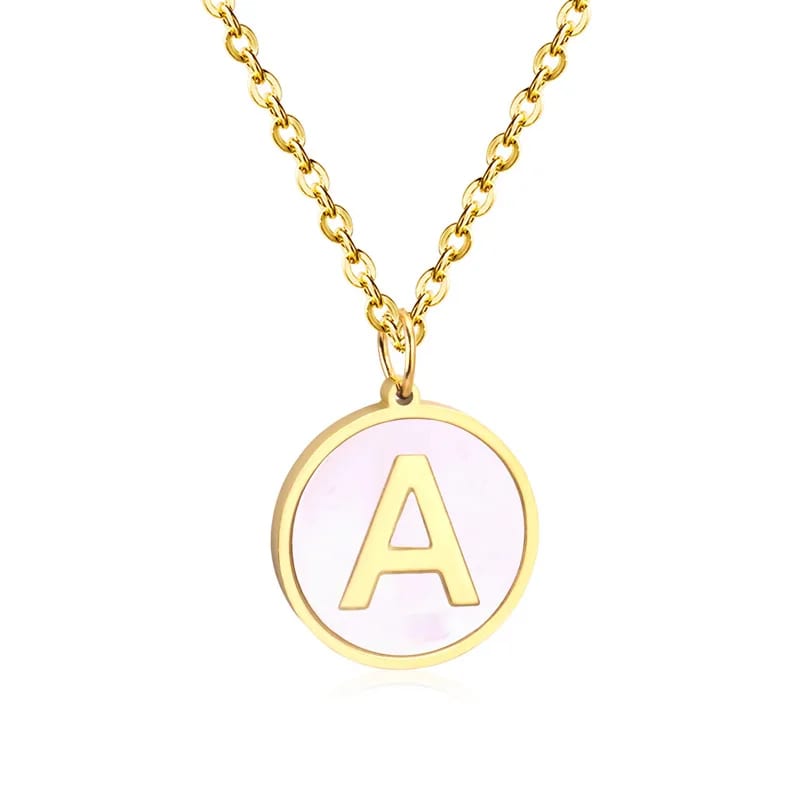 Wholesale Stainless Steel Letter Necklaces Gold Plated White Shell Alphabet A-z Initial Letter Pendant Necklace Women Jewelry Necklaces