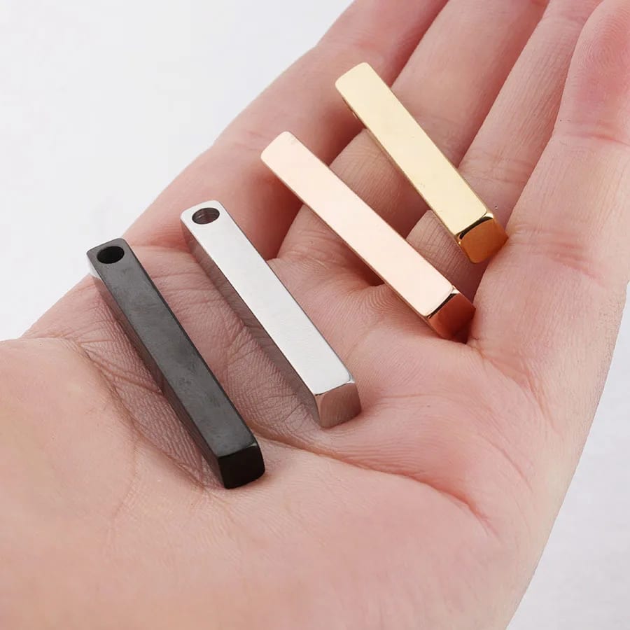Blank 3d Metal Pendant Bar Necklace Custom Logo Stainless Steel Personalized Vertical Engraving Blank Bars Necklaces