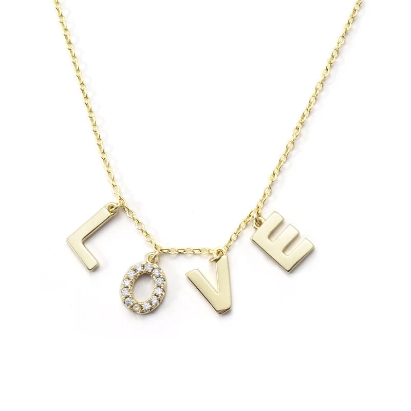 Custom 14k Gold Plated Initial Love Letter Pendant Necklace Necklaces