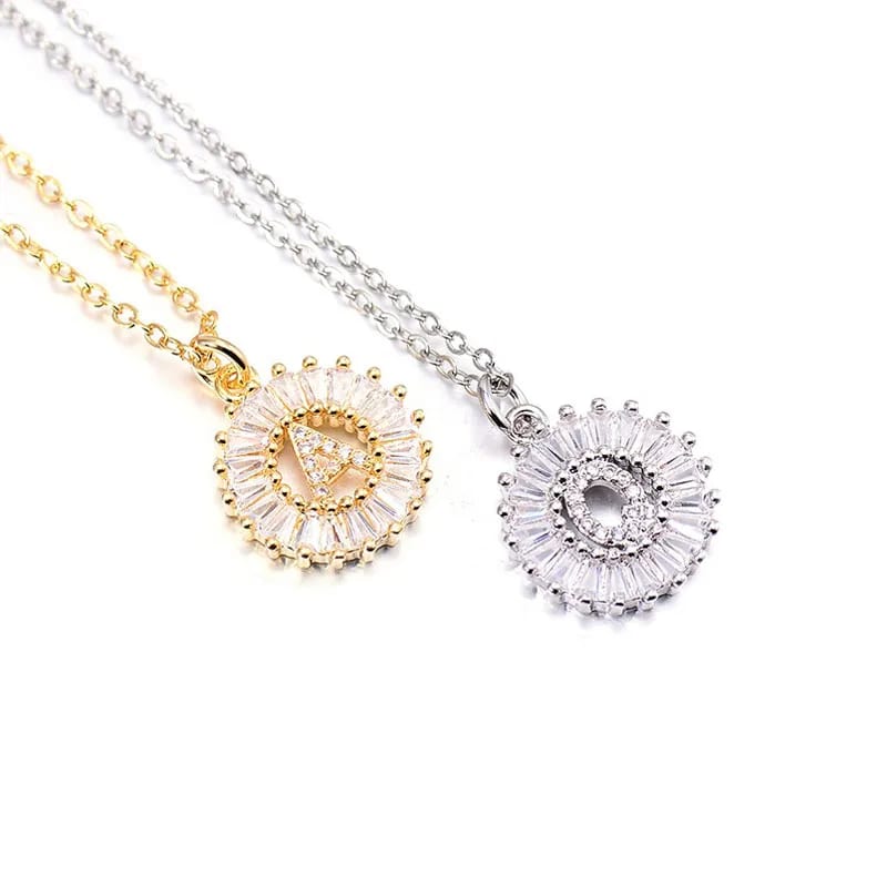 SXS JEWELRY 14k 18k 24k Real Gold Plated Custom Initial Letter Zircon Pendant Necklace Jewelry Necklaces