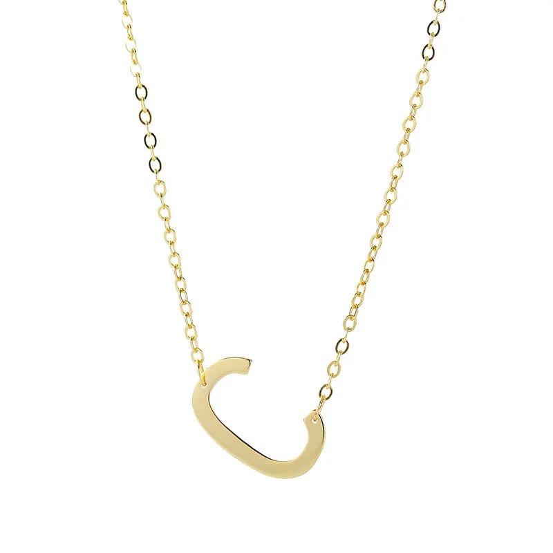 Pvd Plated Women Sideways Small Initial Necklace In Stainless Steel Material Necklaces
