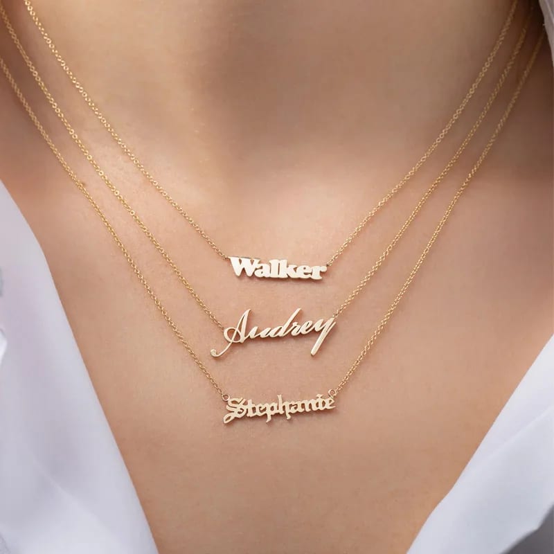 Personalized Nameplate Necklace In Sterling Silver Custom Made With Any Name Necklaces