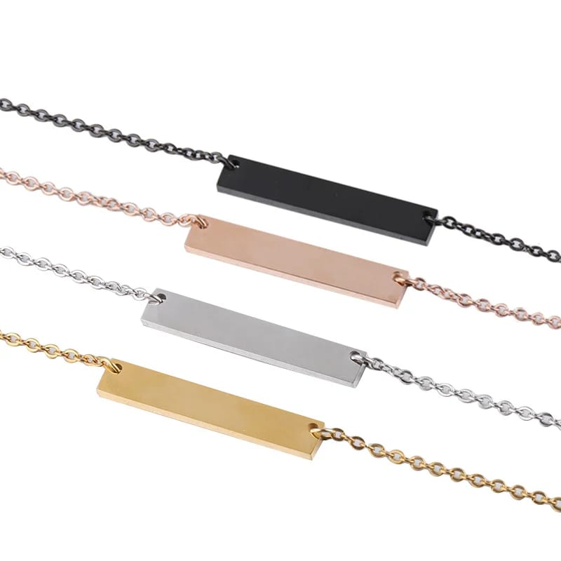 Personalized Name Necklace Stainless Steel Custom Bar Necklace Necklaces