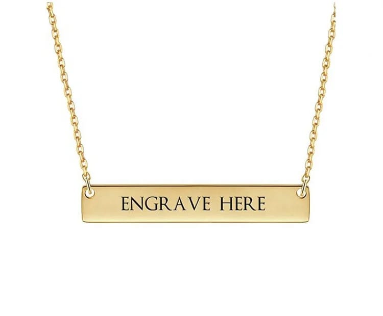 Personalized Stainless Steel Customized Engrave Gold Plated Name Plate Bar Necklace Wholesale Necklaces