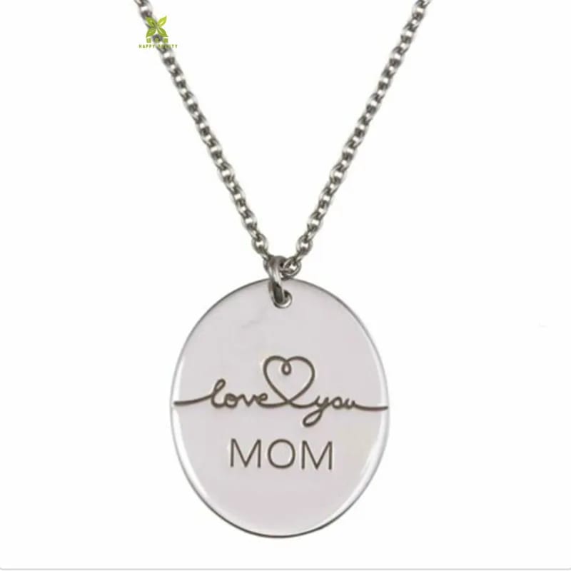 Fashion Oval Pendants Necklace Custom Logo Personalized Mom Necklace Jewelry 925 Sterling Silver Necklaces