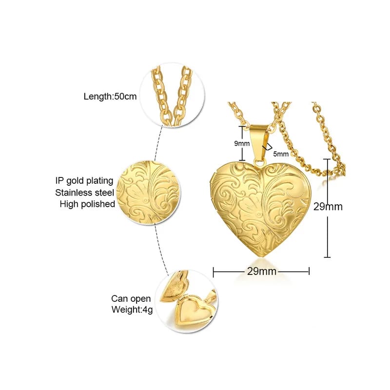 Fashion Custom Logo Personalized 18k Gold Plated Heart Necklace Stainless Steel Necklaces