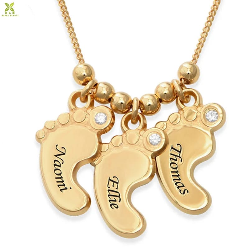 Jewelry Fashion Baby Foot Pendants Necklace Custom Personalized Mom Zircon Necklace Necklaces