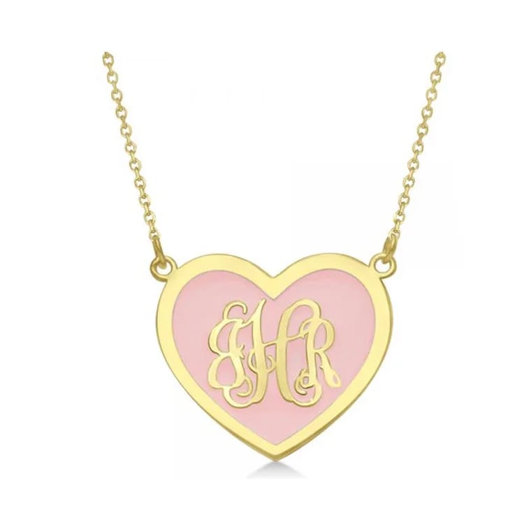Enameled Heart Monogram Initial Pendant Necklace In Sterling Silver Necklaces