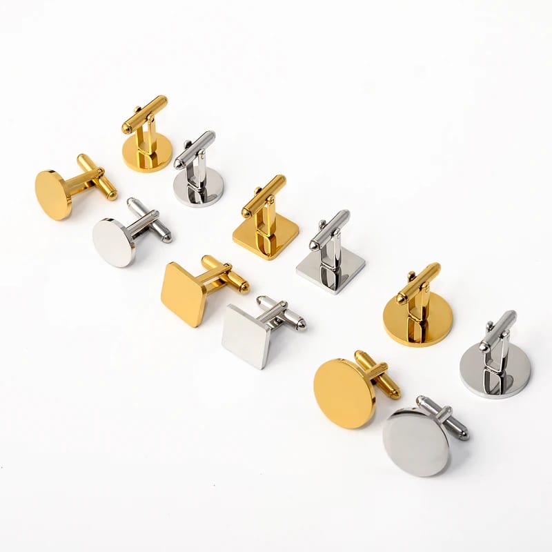 Wholesale Customized Gold Suit Shirt Cuff Link Men Cufflinks Stainless Steel Blank Logo Cufflinks For Men Cufflinks &Money Clips