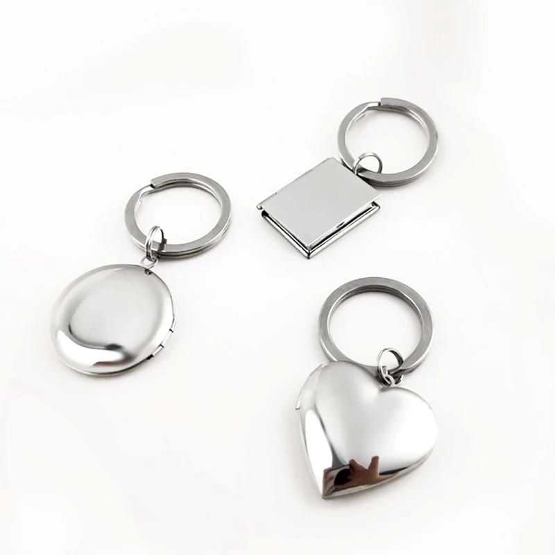 Customized Engraved Logo Stainless Steel Round Photo Key Chain Pendant Diy Openable Photo Locket Keychain Keyring&keychain
