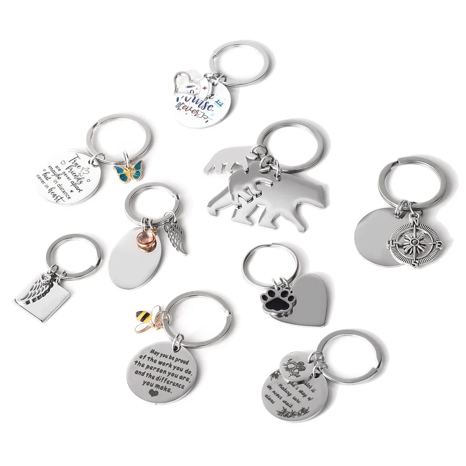 Custom Personalized Logo Blank Metal Stainless Steel Keychain Keyring Diy Inspirational Key Chain Keyring&keychain