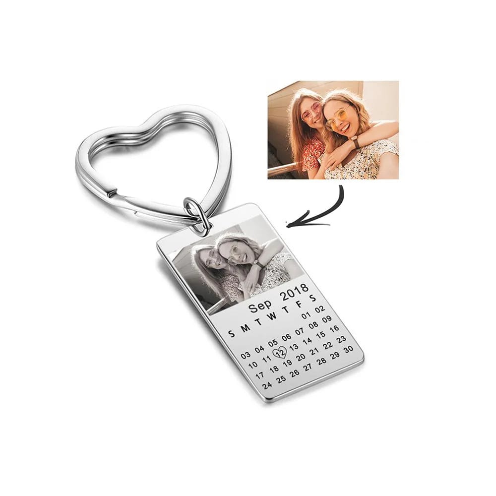 Personalized Stainless Steel Key Chains For Lovers With Custom Photo & Date Anniversary Jewelry Gift Keyring&keychain