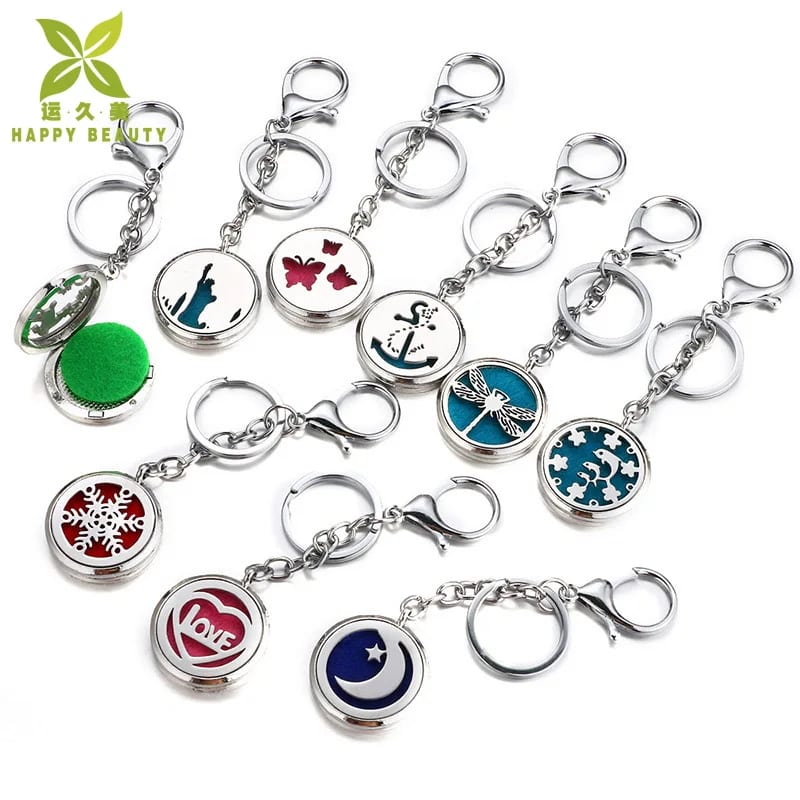 Aromatherapy Essential Oil Diffuser Locket Pendant Keychains Keyring&keychain