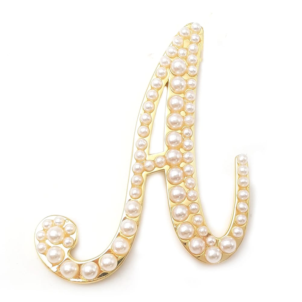 Manufacture Plated Gold Pearl Brooch Necklace Pendant Letter A Mother Of Pearl Brooches Brooches