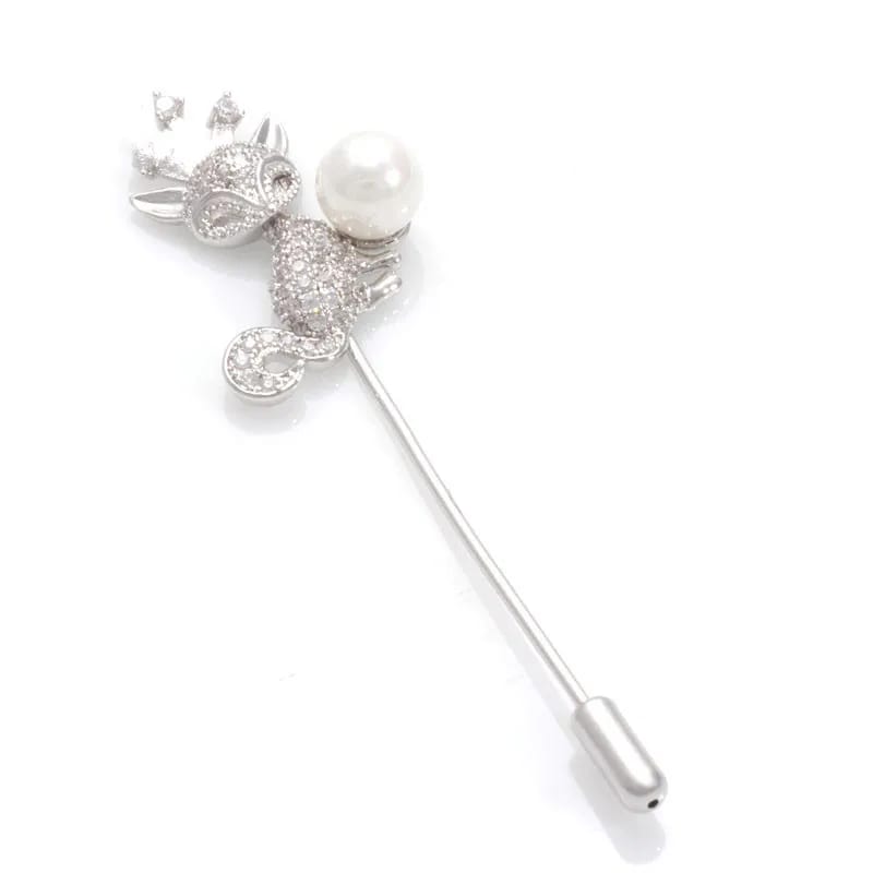 Crystal Fox Brooches Pins Scarf Clips Unisex For Women Men Accessories Brooches