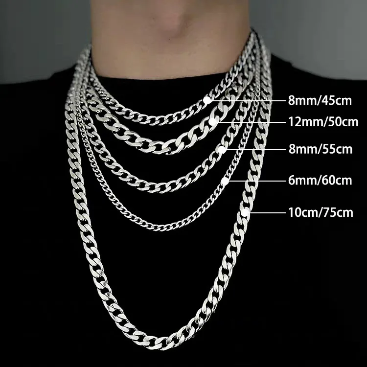 New Thick Chain Necklace Men Stainless Steel Necklace Hip Hop Cuban Link Necklace Punk Jewelry In Stock