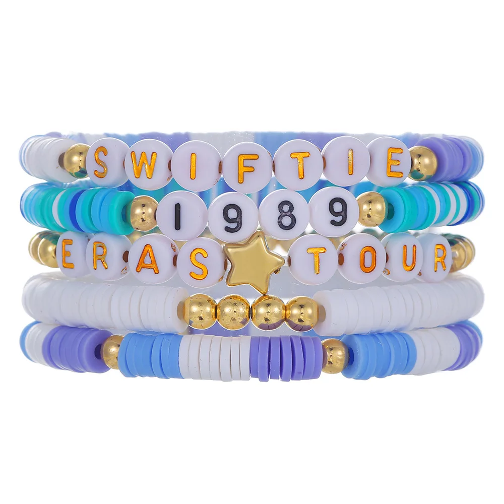 Taylorswift Fan Bracelet 1989 Reputation English Letter Soft Clay Bracelet Set Bracelet For Women In Stock