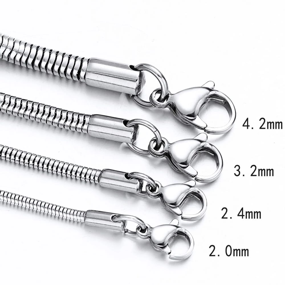 Wholesale Silver Round Snake Necklace Chain Stainless Steel Chain Necklace In Stock