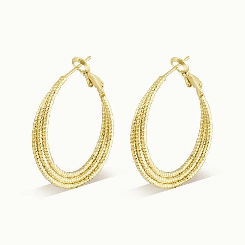 New Fashion Simple Hypoallergenic Jewelry 18k Gold Plated Brass Multi Hoop Earrings For Ladies In Stock