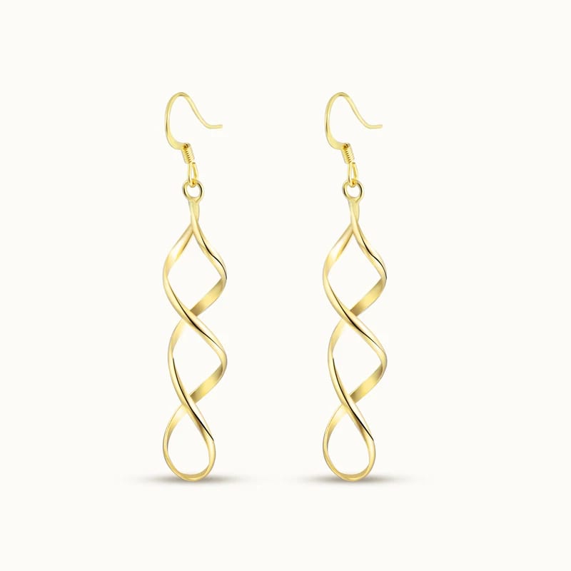 Fashion Personality Women Jewelry 18k Gold Plated Spiral Twist Geometric Drop Earrings For Girls In Stock