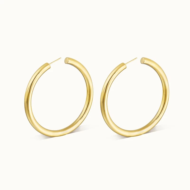 Fashion Classic Minimalist Jewelry 18k Gold Plated Lightweight Large Round Hollow Big Hoop Earrings For Women In Stock