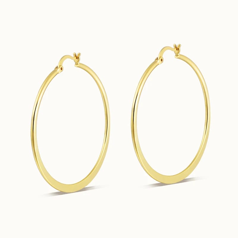 High Quality 18k Gold Plating Jewelry Shiny Gold Color Big Circle Earrings For Women Hoop Earrings Wholesale In Stock