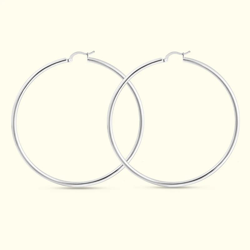 Factory Wholesale Fashion Hypoallergenic Women Jewelry Brass Silver Plated Large Hoop Earrings In Stock