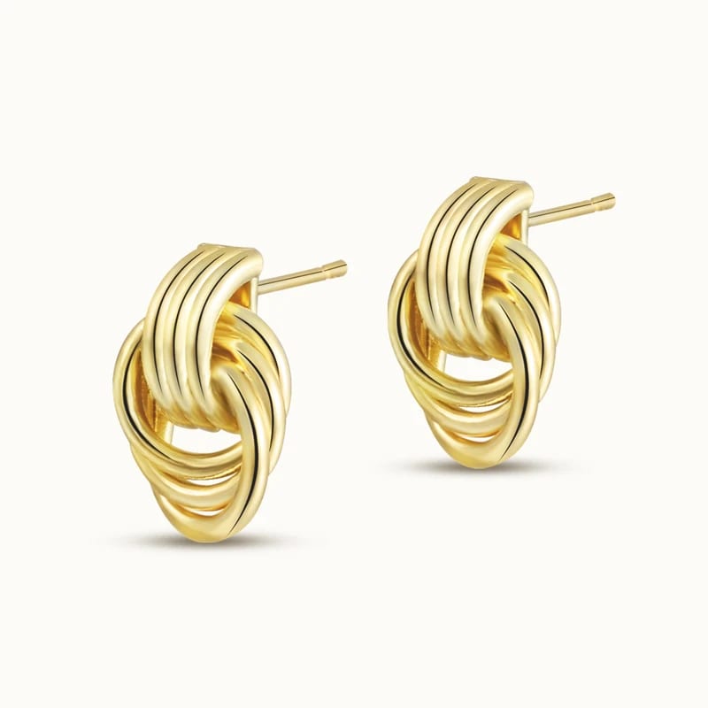 Wholesale High Quality Earrings Fashion Jewelry 18k Gold Plated Brass Delicate Circle Knot Earrings For Women In Stock